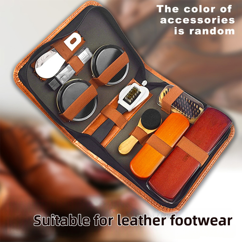 Melns, bezkrāsains apavu krēms, ādas kopšanas un tīrīšanas instrumenti, ādas apavu kopšanas un pulēšanas apavu krēma komplekts, 10 daļas