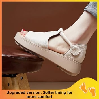 Sandale din piele moale pentru femei 2025 vară stil nou sandale cu velcro cu vârful deschis talpă moale sandale romane versatile la modă