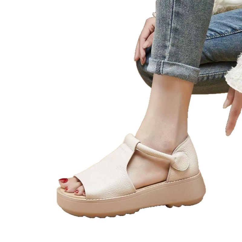 Sandale din piele moale pentru femei 2025 vară stil nou sandale cu velcro cu vârful deschis talpă moale sandale romane versatile la modă