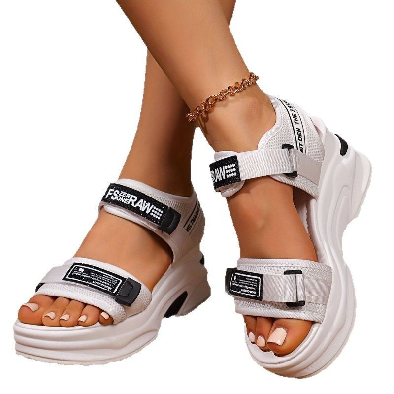 Sandale s debelim potplatom za žene, ljeto 2025, ravne, udobne, lagane, ležerne, Magic Tape za plažu, dizajn Magic Tape