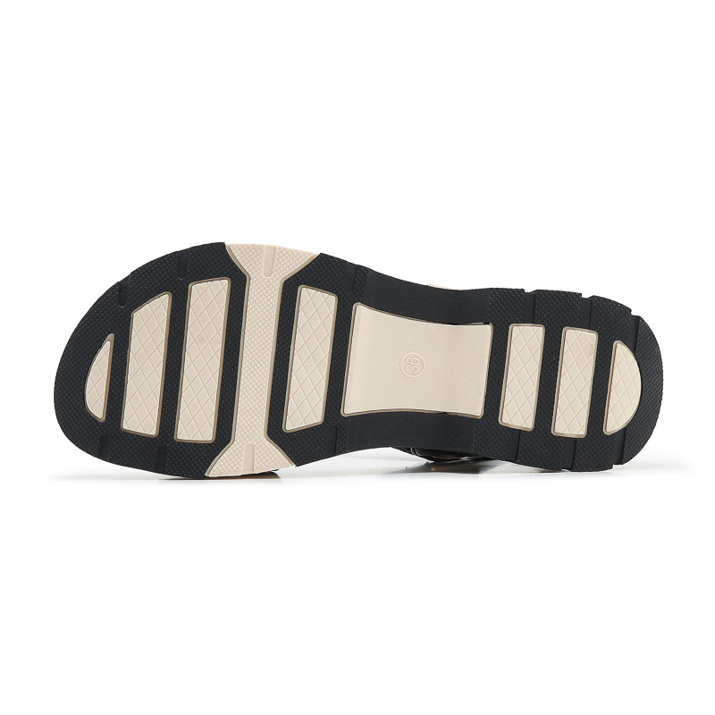 Y702-1 Nove sandale iz 2025., ujednačene boje, ležerne sportske, udobne, s debelim potplatom, čičak, za veće žene