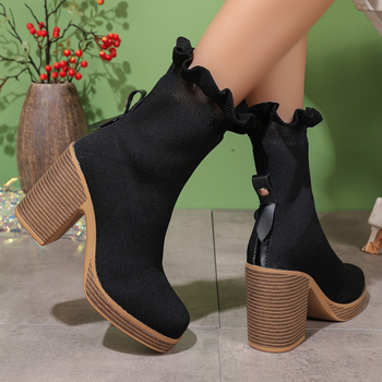 Martin čizme za žene, nova moda iz 2025., kratke visoke pete, debela peta, moderne, jednostavne, preko granice, 42 plus veličine, ženske čizme