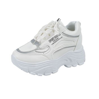 Pantofi sport albi pentru femei, mărimi mari, înălțime, pentru primăvară și toamnă, noi, casual, cu talpă groasă, la modă, en-gros, pentru femei