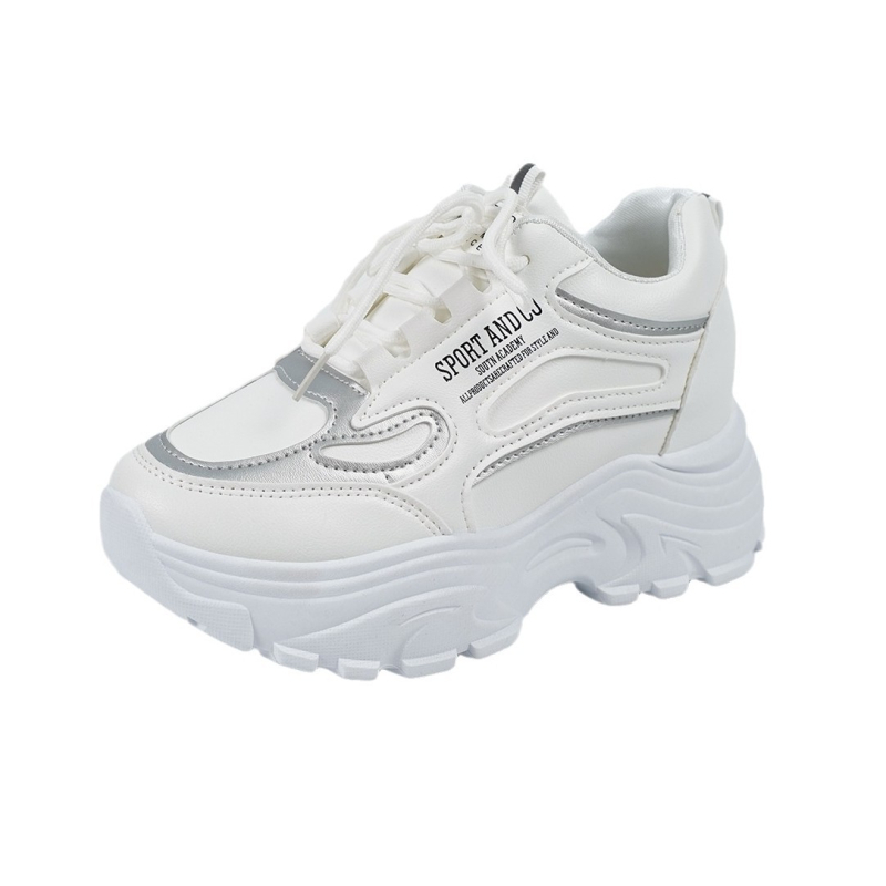 Pantofi sport albi pentru femei, mărimi mari, înălțime, pentru primăvară și toamnă, noi, casual, cu talpă groasă, la modă, en-gros, pentru femei