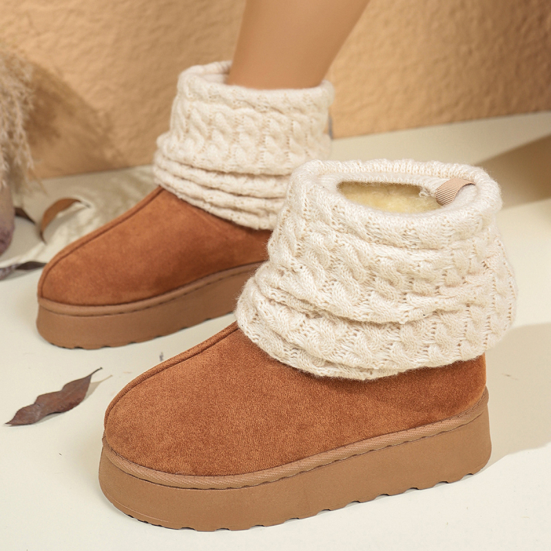 Hótaposó nőknek 2025 Új export határokon átnyúló nagy méretű hótaposó európai és amerikai divat rövid csizma vastag sarok vastag talpú női csizma