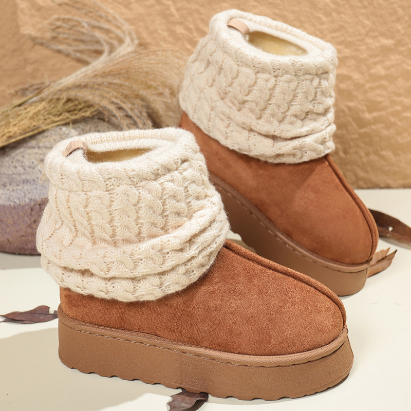 Hótaposó nőknek 2025 Új export határokon átnyúló nagy méretű hótaposó európai és amerikai divat rövid csizma vastag sarok vastag talpú női csizma