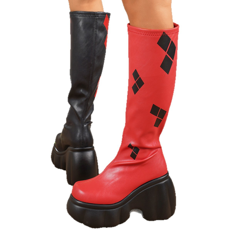 2025. aasta uued eksporditud suured suurused, värvi sobitamine, kõhulihaste stiilis, paksu tallaga, elastsed, mitmekülgsed, elegantsed ja mugavad kõrge kontsaga saapad naistele, rüütlisaapad