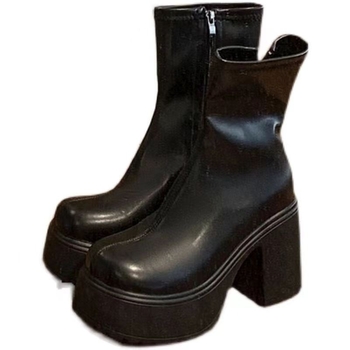 Cizme cu fund gros, cu pandantiv nituri, cizme scurte cu fund gros pentru femei, cizme de motocicletă punk întunecate europene și americane, vârful rotund, cizme scurte cool pentru colegiu