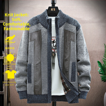 Žiemos naujas vyriškas megztinis su golfu ir užtrauktuku, madingas, madingas vyriškas drabužis su vilnos pamušalu, sustorintas megztinis vyrams