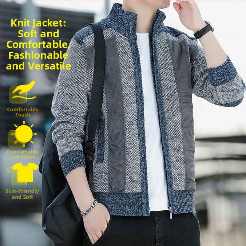 Žiemos naujas vyriškas megztinis su golfu ir užtrauktuku, madingas, madingas vyriškas drabužis su vilnos pamušalu, sustorintas megztinis vyrams