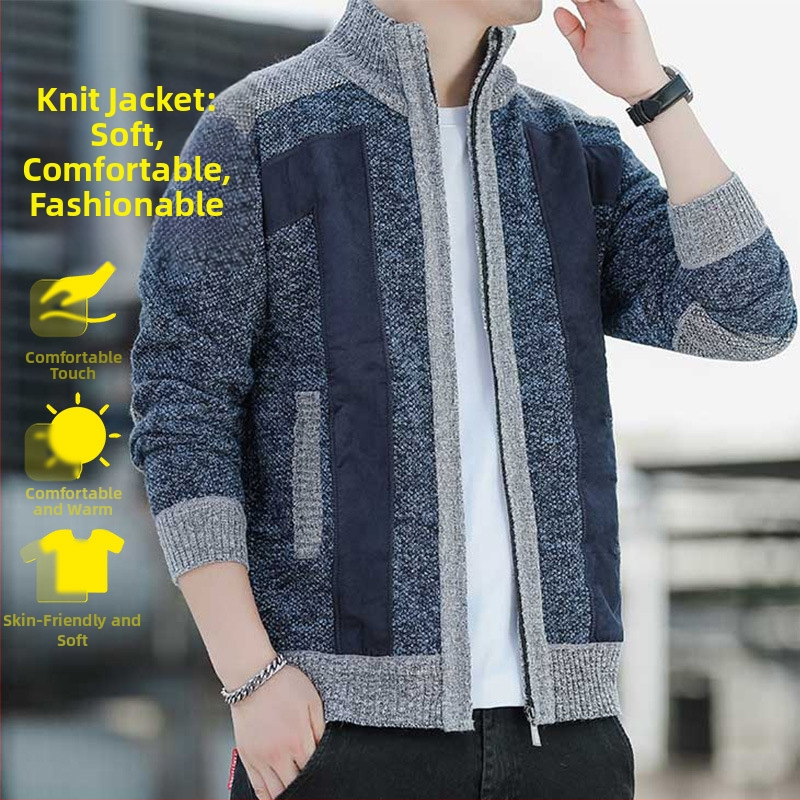 Žiemos naujas vyriškas megztinis su golfu ir užtrauktuku, madingas, madingas vyriškas drabužis su vilnos pamušalu, sustorintas megztinis vyrams