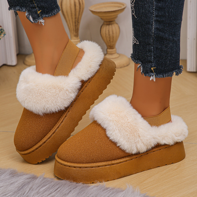Čizme za snijeg s debelim potplatom, pahuljaste papuče za žene, modna gornja odjeća za zimu 2024., tople pamučne cipele s flis podstavom za žene