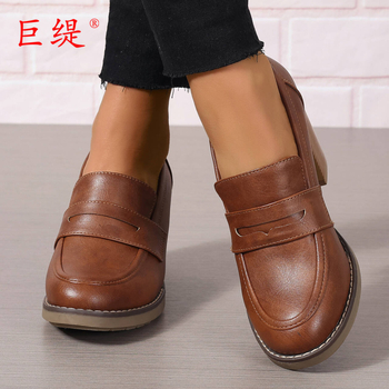 Juti 2025 Άνοιξη Νέα Εξωτερικού Εμπορίου Lefu Γυναικεία Παπούτσια WISH Amazon Ευρωπαϊκά και Αμερικανικά Γυναικεία Μόδα με Χοντρό Ψηλοτάκουνο Μονό Παπούτσια