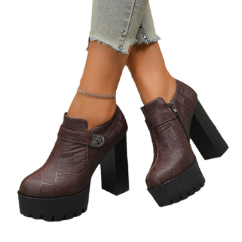 2024 επαγγελματικά παπούτσια εξωτερικού εμπορίου με χοντρό πάτο και βαθύ στόμα, συν μέγεθος φθινόπωρο, Ευρωπαίες και Αμερικανίδες γυναίκες, χοντρό τακούνι με φερμουάρ στο πλάι, διασυνοριακά ψηλοτάκουνα