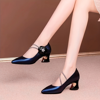 Γυναικεία Ψηλοτάκουνα Παπούτσια Καλοκαιρινά 2025, Γυναικεία Ψηλοτάκουνα Παπούτσια με Χοντρό Τακούνι