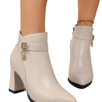 Modne čizme sa špicastim vrhom, ženstvene kratke čizme, novi stil francuskih visokih potpetica za jesen i zimu 2025., čizme za mršavljenje s patentnim zatvaračem sa strane