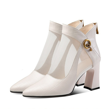 Σανδάλια με μυτερά δάχτυλα, σέξι ευρωπαϊκά και αμερικανικά παπούτσια του 2025, κοφτερά γυναικεία παπούτσια με ψηλοτάκουνα, χοντρά τακούνια, αναπνεύσιμα μεταλλικά αγκράφα