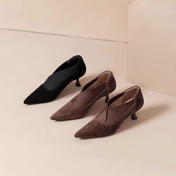 Γαλλικά ρετρό μυτερά μποτάκια με τακούνι στιλέτο για το φθινόπωρο και τον χειμώνα του 2024, ψηλοτάκουνα μποτάκια με ραφή και ελαστικό ντεγκραντέ για γυναίκες