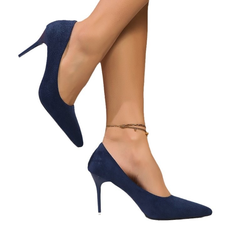 2025 Nove jednostavne antilop udobne ženske radne cipele s tankom petom, špicastim plitkim visokim potpeticama