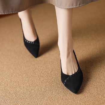Ειδική τιμή μάρκας, ψηλοτάκουνα παπούτσια με ρηχό στόμα, γυναικεία παπούτσια με γαλλική μυτερή ραφή, άνοιξη και φθινόπωρο 2025, All-match γυναικεία παπούτσια Commuter