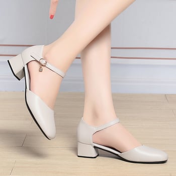 Pantofi Cheongsam cu talpă moale din piele moale, toc mediu, curea cu cataramă cu un singur caracter, pantofi de dans pentru podium, pantofi din piele pentru mame de vârstă mijlocie, pantofi pentru femei