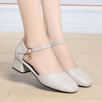 Παπούτσια Cheongsam με μαλακές δερμάτινες σόλες, μεσαίου μεγέθους τακούνι με αγκράφα και λουράκι, παπούτσια πασαρέλας για χορό, δερμάτινα παπούτσια μέσης ηλικίας για μητέρες, γυναικεία παπούτσια