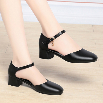 Παπούτσια Cheongsam με μαλακές δερμάτινες σόλες, μεσαίου μεγέθους τακούνι με αγκράφα και λουράκι, παπούτσια πασαρέλας για χορό, δερμάτινα παπούτσια μέσης ηλικίας για μητέρες, γυναικεία παπούτσια