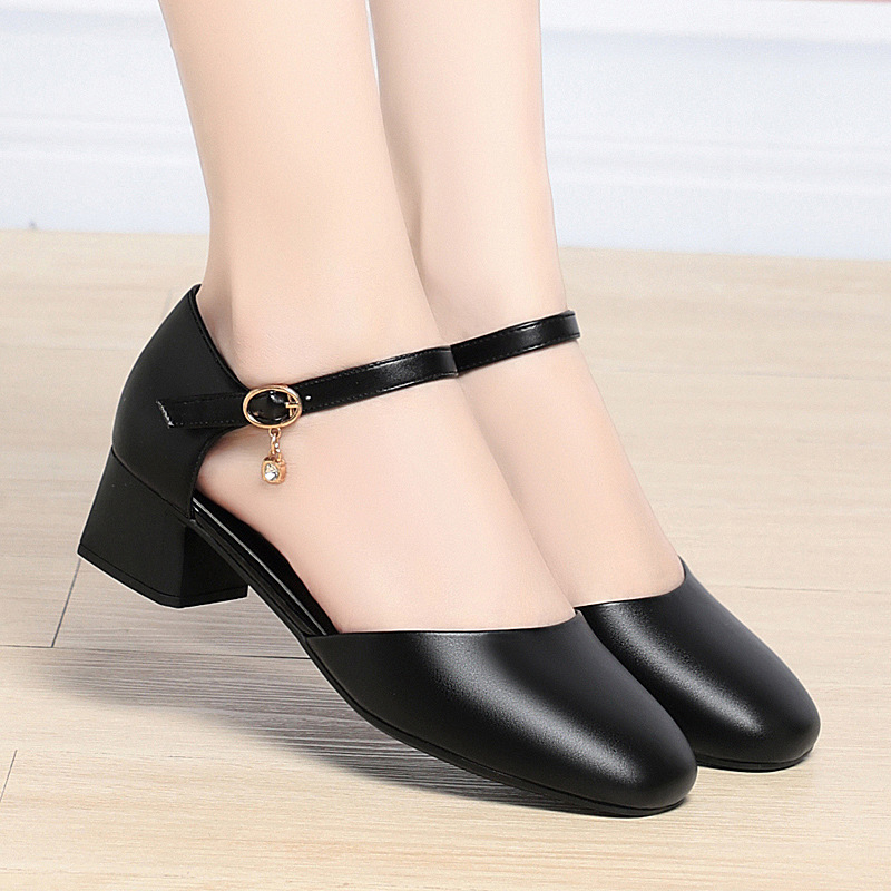 Pantofi Cheongsam cu talpă moale din piele moale, toc mediu, curea cu cataramă cu un singur caracter, pantofi de dans pentru podium, pantofi din piele pentru mame de vârstă mijlocie, pantofi pentru femei