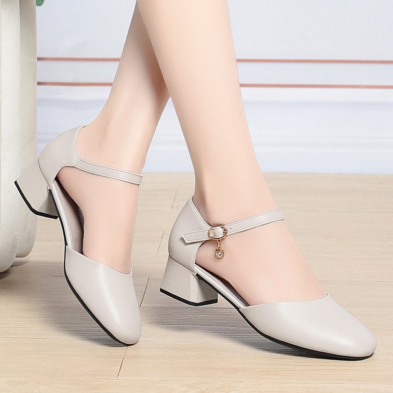 Pantofi Cheongsam cu talpă moale din piele moale, toc mediu, curea cu cataramă cu un singur caracter, pantofi de dans pentru podium, pantofi din piele pentru mame de vârstă mijlocie, pantofi pentru femei