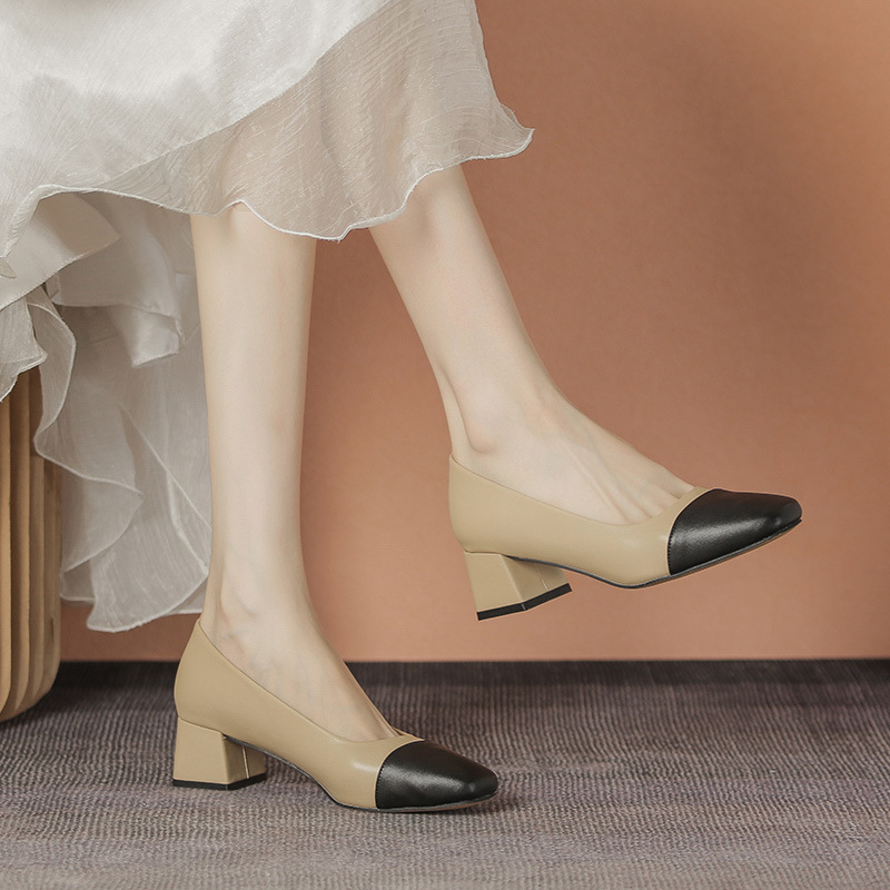 Pantofi Mary Jane vintage noi pentru femei, vârful pătrat francez, tocuri înalte, stil zână, pantofi mici din piele, mărime mare, toc gros, pantofi cu un singur strat