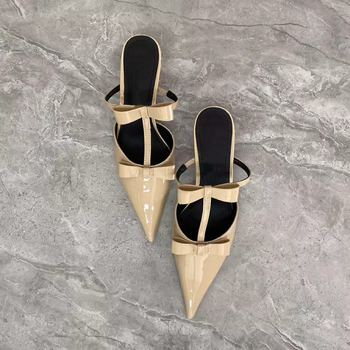 Νέα ψηλοτάκουνα στιλέτο με μυτερά δάχτυλα για την άνοιξη του 2025, αδυνάτισμα, γαλλική μόδα, σέξι και όμορφα, κλειστά mules για γυναίκες