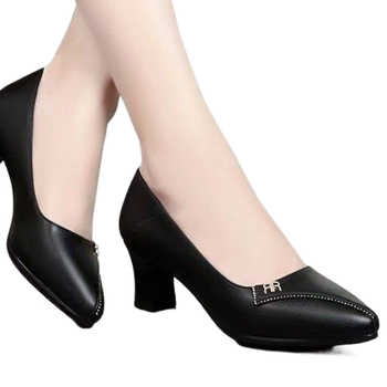 Παπούτσια εργασίας αεροσυνοδών, μακριά, μαύρα, ρούχα εργασίας για συνεντεύξεις, επαγγελματικά παπούτσια, δερμάτινα παπούτσια με μαλακό πάτο, ψηλοτάκουνα, χοντρό τακούνι, μονό παπούτσια, γυναικεία παπούτσια, άνοιξη και φθινόπωρο