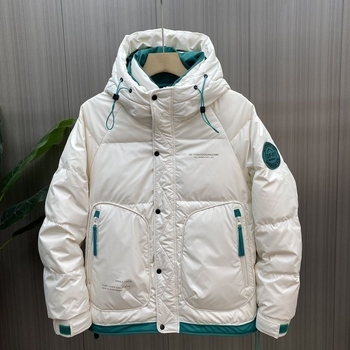 Žieminė sustorinta šilta pūkinė striukė vyrams, madinga „Duffian“ daili darbo striukė, balta anties pūkinė striukė, trijų sluoksnių audinys