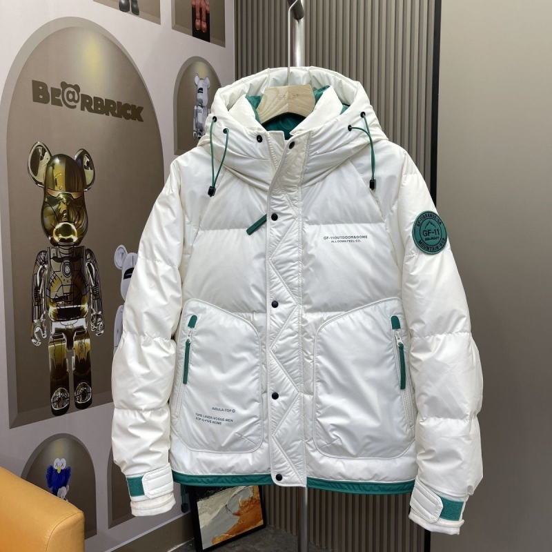 Žieminė sustorinta šilta pūkinė striukė vyrams, madinga „Duffian“ daili darbo striukė, balta anties pūkinė striukė, trijų sluoksnių audinys