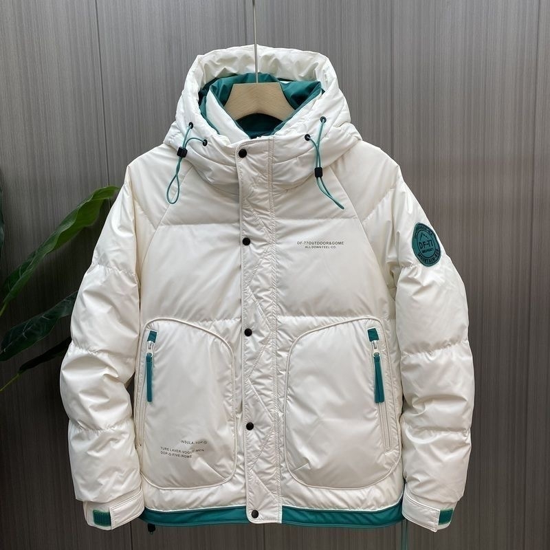 Žieminė sustorinta šilta pūkinė striukė vyrams, madinga „Duffian“ daili darbo striukė, balta anties pūkinė striukė, trijų sluoksnių audinys