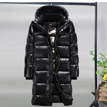 Juoda auksinė žąsies pūkinė striukė, vidutinio ilgio virš kelių, 2024 m., naujo stiliaus, vyriška ir moteriška poroms, žieminis, pastorintas viršutinis kostiumas, gražus