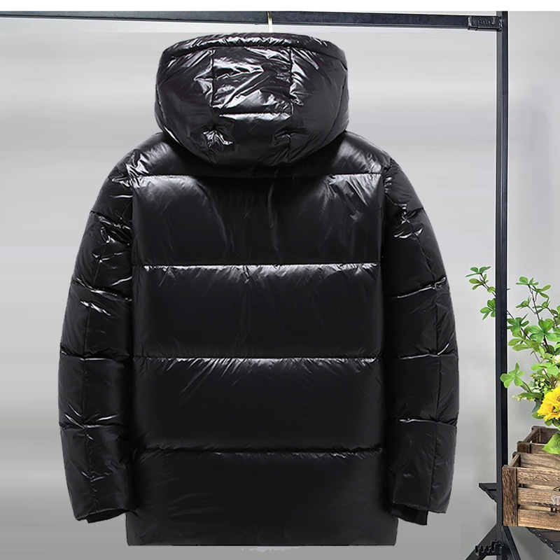 Juoda auksinė žąsies pūkinė striukė, vidutinio ilgio virš kelių, 2024 m., naujo stiliaus, vyriška ir moteriška poroms, žieminis, pastorintas viršutinis kostiumas, gražus