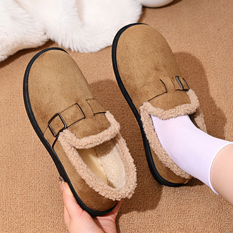 2025 téli új kis Chanel stílusú pamutcipő nőknek, Temu Retro Birkenstock pamut csizma polárral és vastagított hótaposó női csizmával