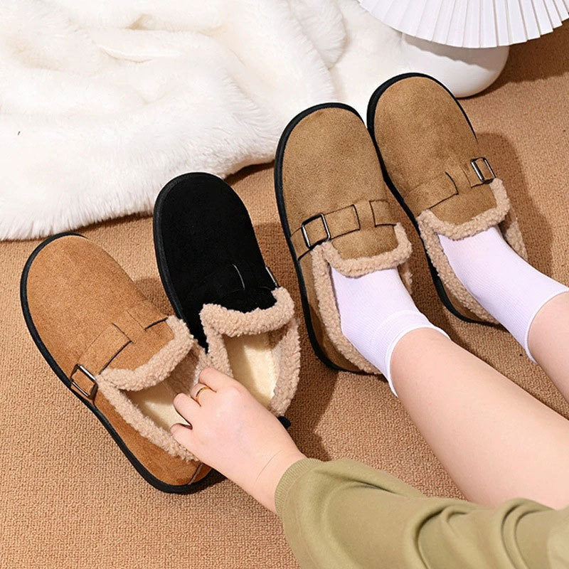 2025 téli új kis Chanel stílusú pamutcipő nőknek, Temu Retro Birkenstock pamut csizma polárral és vastagított hótaposó női csizmával