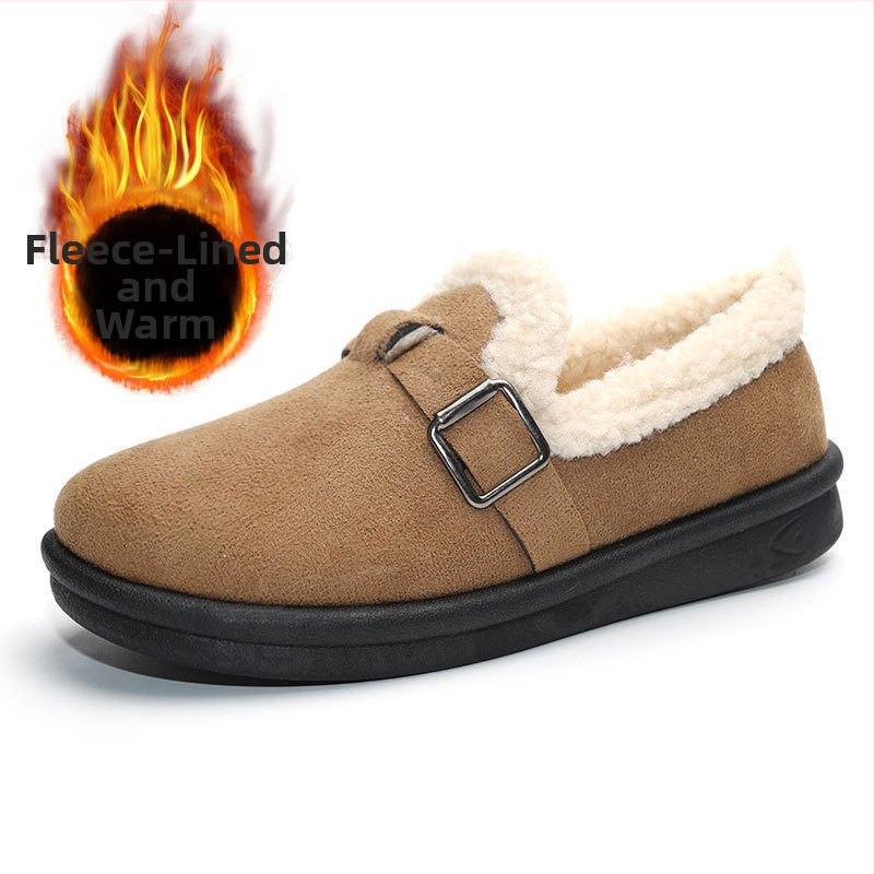 2025 téli új kis Chanel stílusú pamutcipő nőknek, Temu Retro Birkenstock pamut csizma polárral és vastagított hótaposó női csizmával