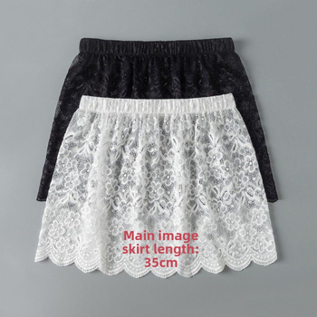 Γυναικεία φούστα με δαντέλα και ψεύτικο στρίφωμα που καλύπτει τους γοφούς, μικρή κουρτίνα κλανιάς
