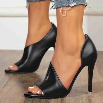 Καλοκαιρινά νέα ευρωπαϊκά και αμερικανικά γυναικεία σανδάλια με ανοιχτά δάχτυλα και μοτίβο φιδιού, με αγκράφα και λεπτό τακούνι, με ρωμαϊκά πολύ ψηλοτάκουνα πέδιλα