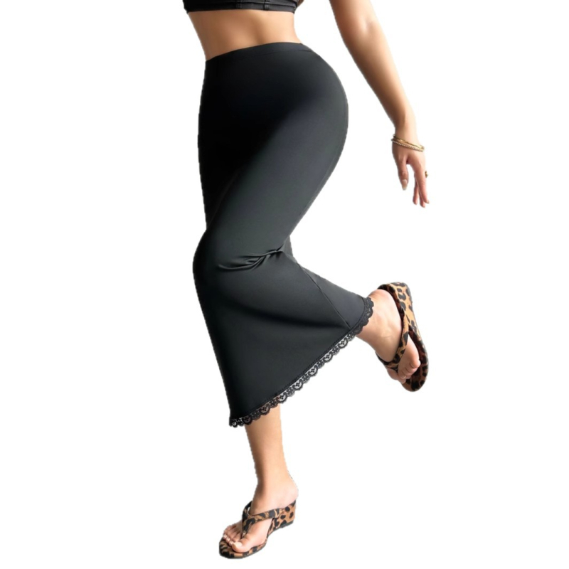 Piiriülene Euroopa ja Ameerika puusaümbrisega seelik, pluss-suuruses, paljastamisvastane pitsvoodriga seelik, piludega seelik, naiste moodne alumine seelik