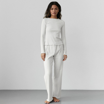 Διασυνοριακές Ευρωπαϊκές και Αμερικανικές Πιτζάμες Love Jacquard με Πλεκτά Άνοιξη 2025, Μακρυμάνικα Παντελόνια, Γυναικεία Ρούχα για το Σπίτι