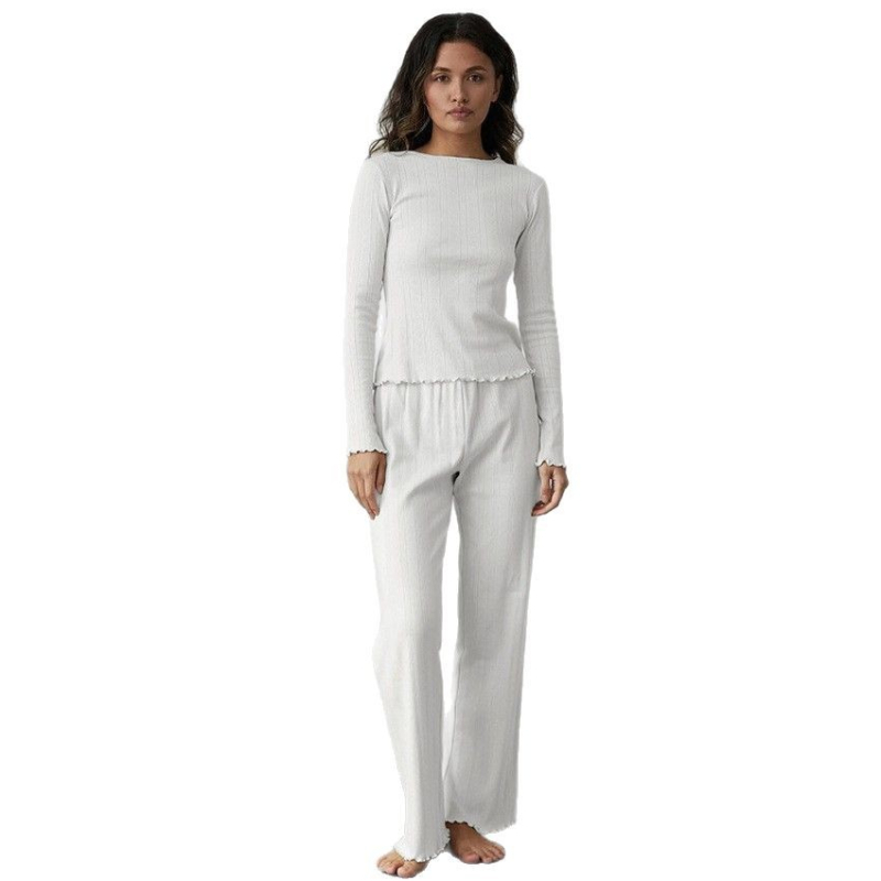 Prekogranična europska i američka proljetna pletena pidžama s šupljim rukavima Love Jacquard iz 2025., dvodijelna ženska kućna odjeća