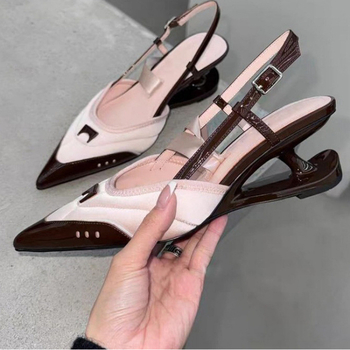 2025 Νέα ψηλοτάκουνα σανδάλια με ειδικά σχεδιασμένο τακούνι και λουράκια στα δάχτυλα, γυναικεία παπούτσια με ρηχά, μυτερά δάχτυλα