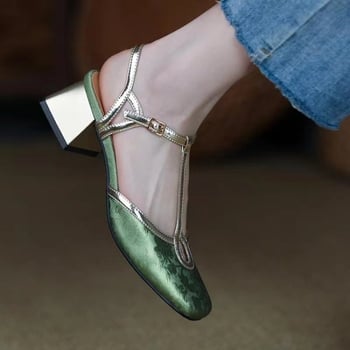 Nacionalni stil Francuski stil Društvene pripadnice Sandale Baotou Ženske visoke pete Ženske T-remenčići s odgovarajućom suknjom Ljetne cipele s debelom petom, jednoslojne cipele za žene