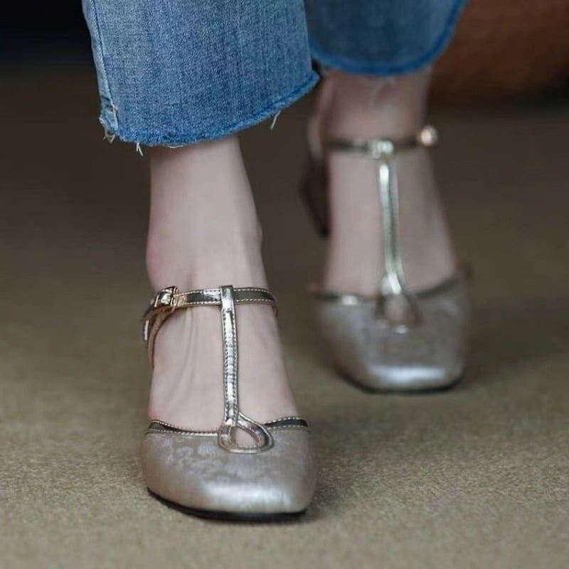 Nacionalni stil Francuski stil Društvene pripadnice Sandale Baotou Ženske visoke pete Ženske T-remenčići s odgovarajućom suknjom Ljetne cipele s debelom petom, jednoslojne cipele za žene