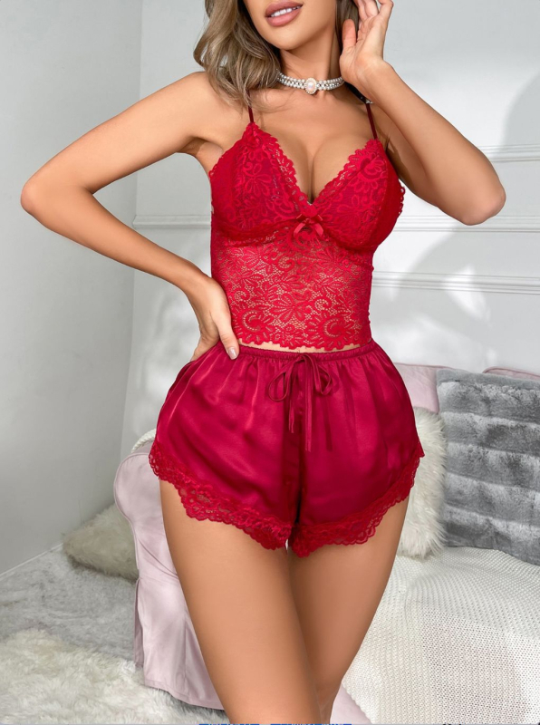 Novi set pidžame s otvorenim leđima i čipkom od ledene svile, seksi, ležeran, za žene, iz 2025.