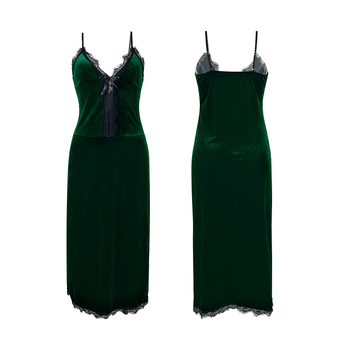 Naujas interneto populiarus stilius seksualus gilus V aksominis nėrinių pižama privatus namas diržas naktinukai ilgi namų drabužiai 141